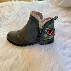 Suede floral booties